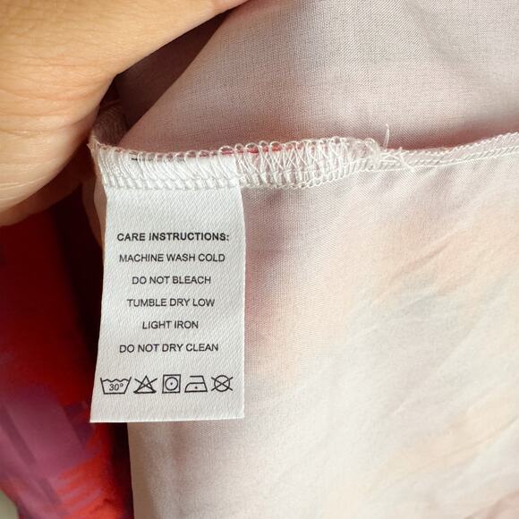 Pink + Purple Printed V Neck Short Sleeve Beachy Summery Tiered Maxi Dress Small - Picture 4 of 6